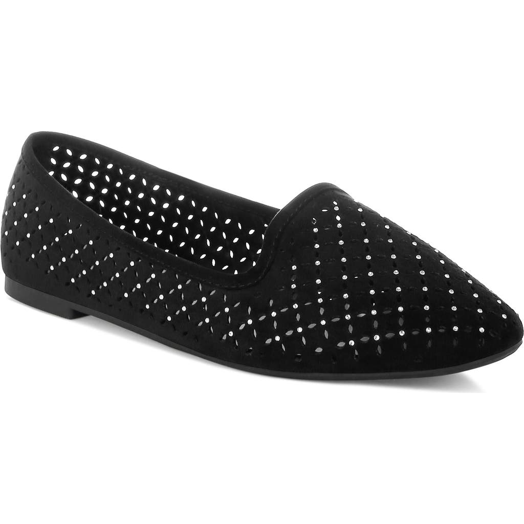 London Rag Gordon Perforated Ballerinas In Black