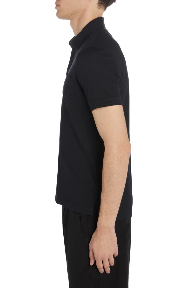 TOM FORD Cotton & Silk Piqué Pocket Polo, Alternate, color, Black