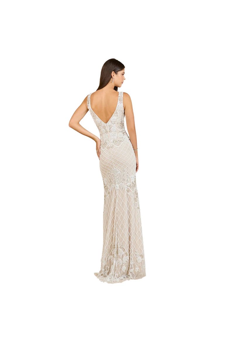 High-Neck Sleeveless Wedding Gown, Alternate, color, Ivory