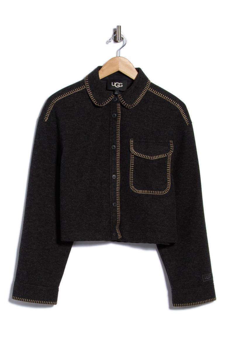 Toria Button Down Jacket, Main, color, BLACK HEATHER