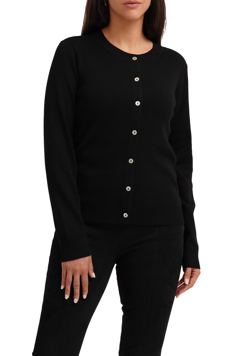 Crewneck Cardigan, Main, color, BLACK