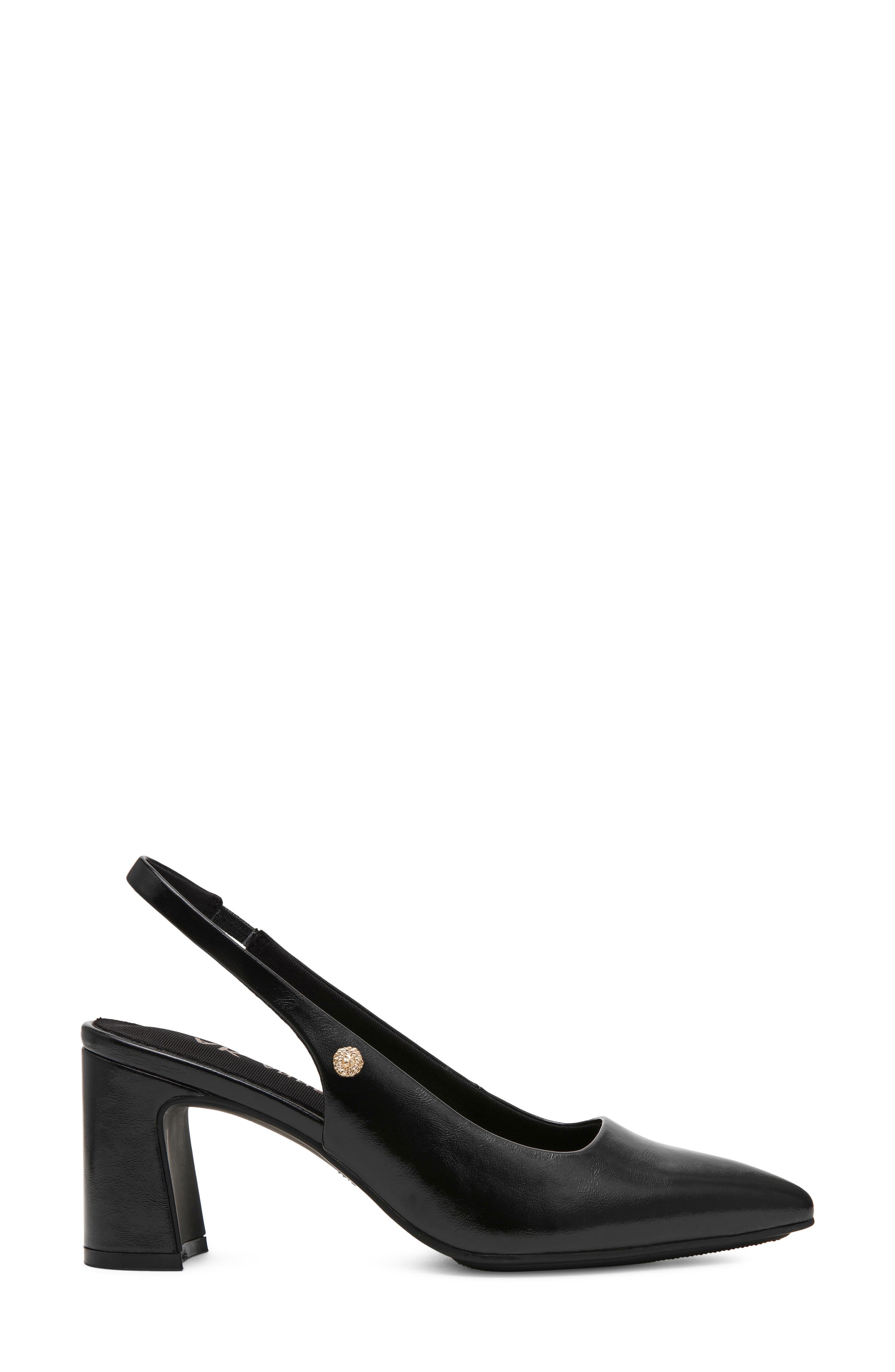 Bethie Faux Leather Slingback Pump, Alternate, color, BLACK
