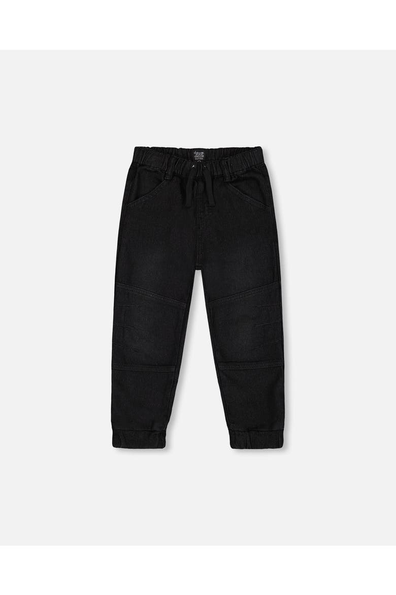 Little Boy's French Terry Jogger Pants Black Denim, Main, color, Black Denim Textured
