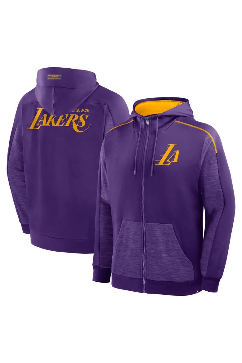 Men's Fanatics Purple Los Angeles Lakers Back Door Cut Play Defender Full-Zip Hoodie, Main, color, Purple