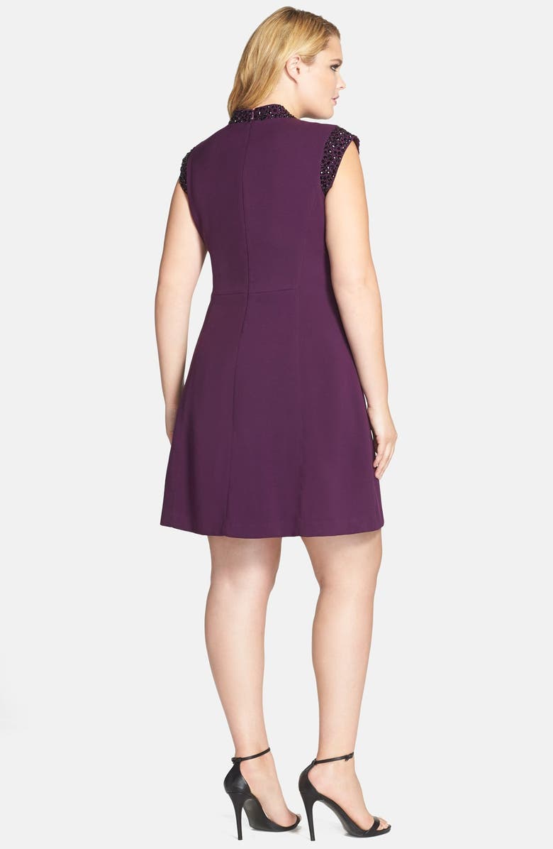 Vince Camuto Embellished Crepe Fit & Flare Dress, Alternate, color, 