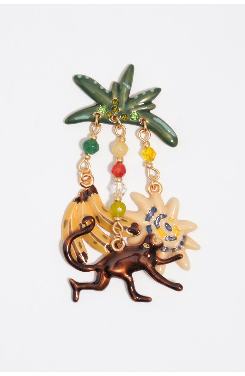 Bimba y Lola Monkeys And Bananas Earrings, Alternate, color, Brown