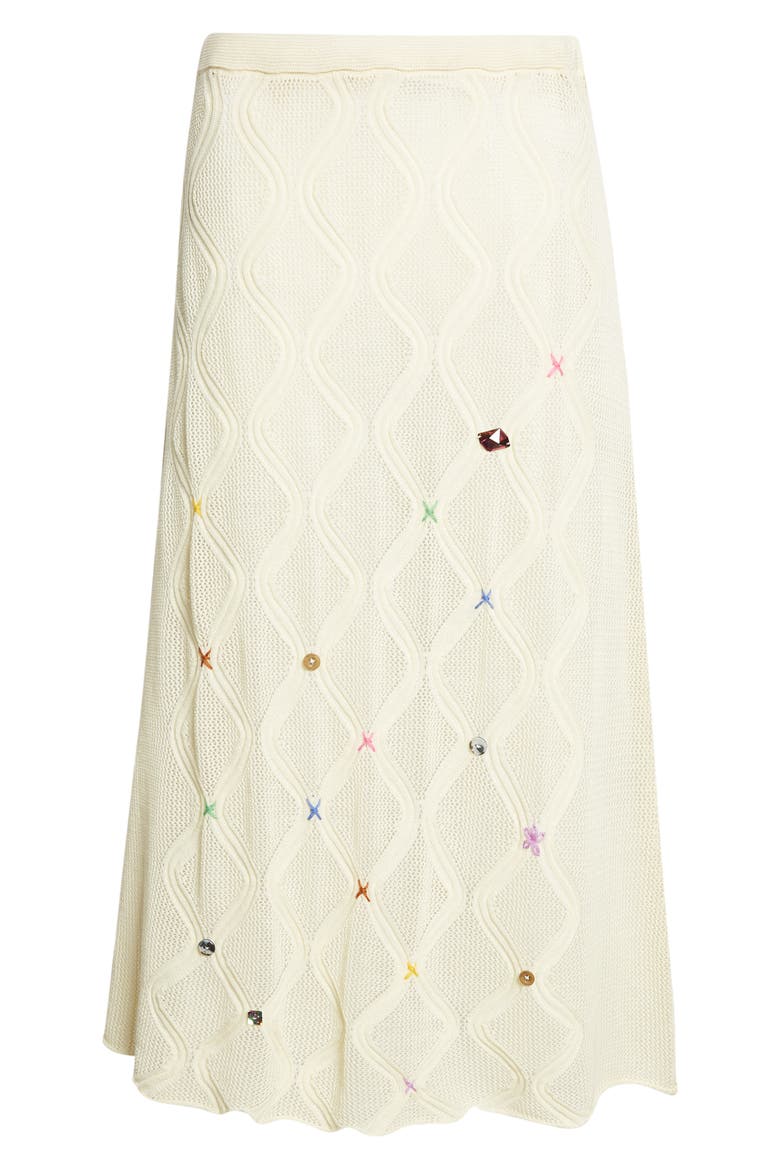 Cotton Lattice Stitch Midi Skirt, Alternate, color, IVORY
