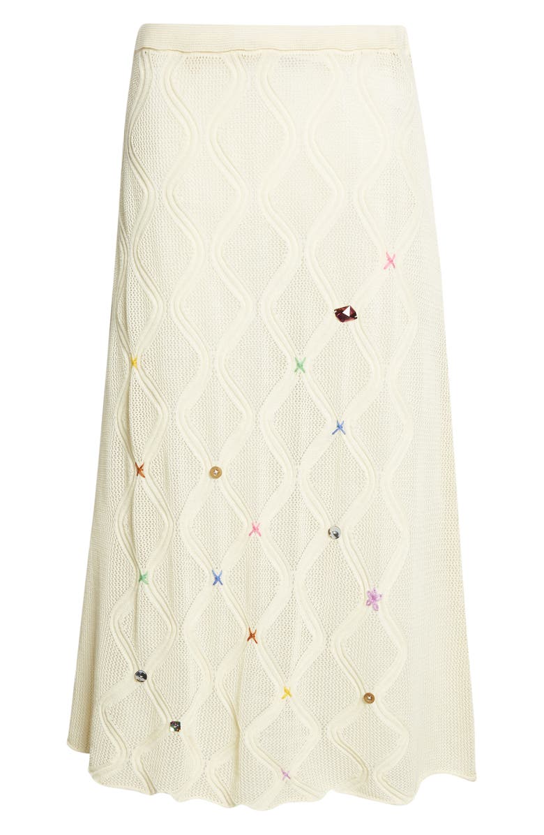 YanYan Cotton Lattice Stitch Midi Skirt, Alternate, color, Ivory