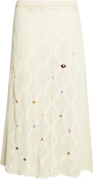 YanYan Cotton Lattice Stitch Midi Skirt