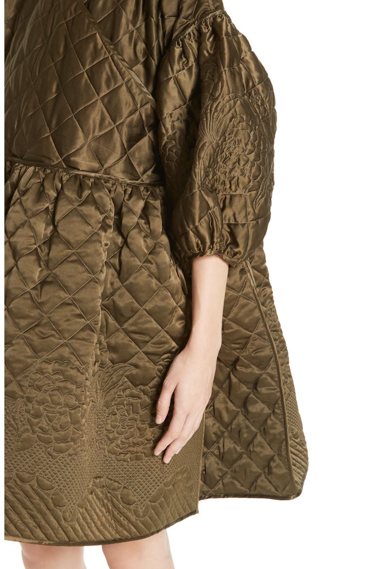 Amalie Quilted Silk Wrap Coat, Alternate, color, OLIVE