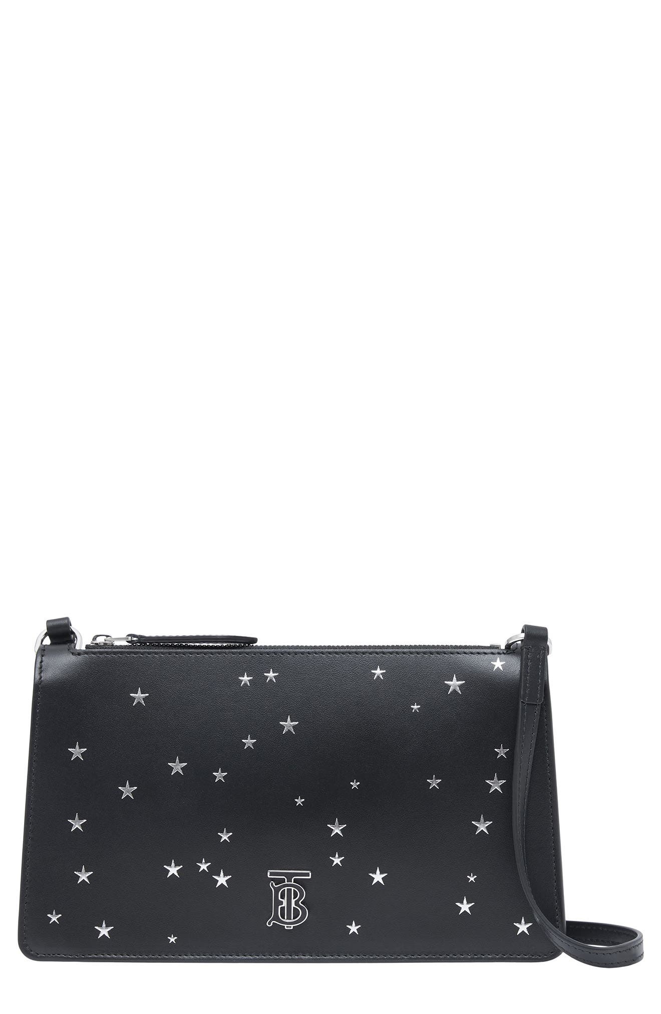 Burberry Star TB Logo Leather Crossbody Bag, Main, color, 