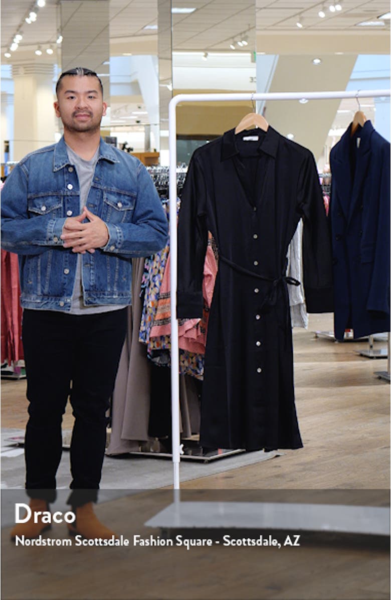 Nouveau Magnolia Long Sleeve Satin Shirtdress, sales video thumbnail