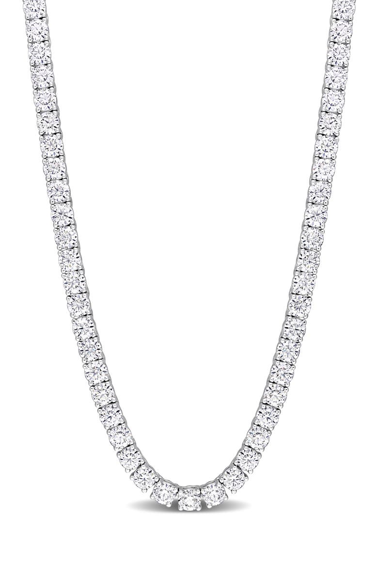 Sterling Silver Lab Created Moissanite Tennis Necklace, Main, color, SILVER