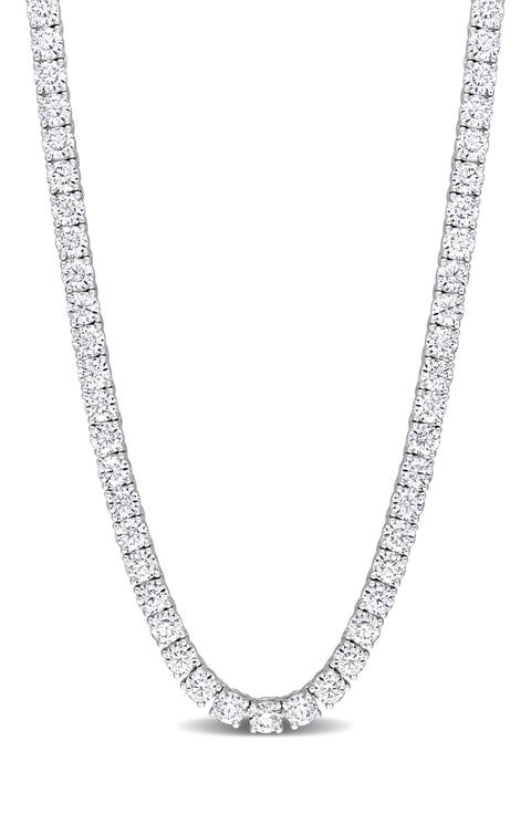 Sterling Silver Lab Created Moissanite Tennis Necklace