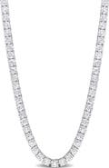 DELMAR Sterling Silver Lab Created Moissanite Tennis Necklace