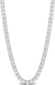 DELMAR Sterling Silver Lab Created Moissanite Tennis Necklace