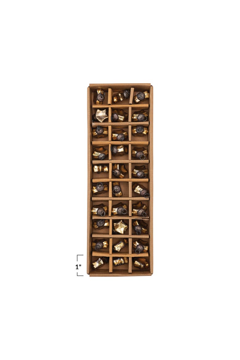 Glass Star Ornaments in Kraft Box, Set of 30, Alternate, color, Gold