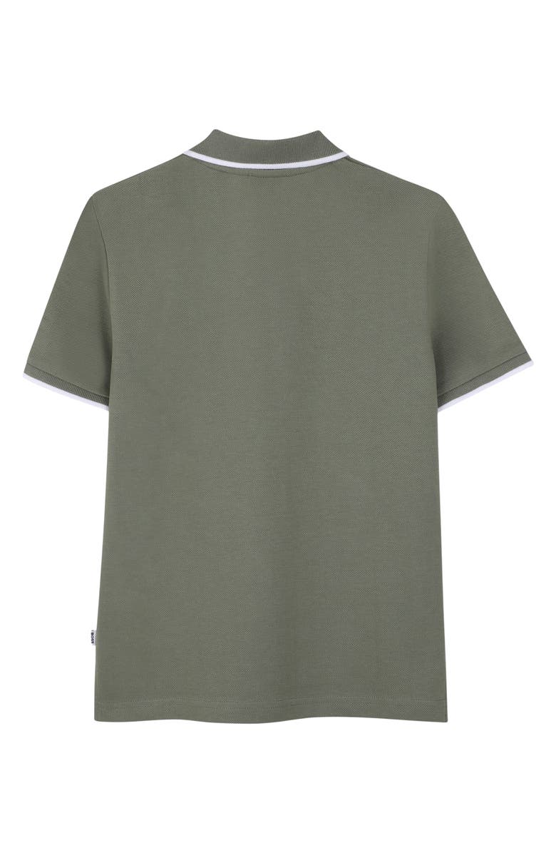 BOSS Kidswear Kids' Tipped Stretch Cotton Piqué Polo, Alternate, color, Green