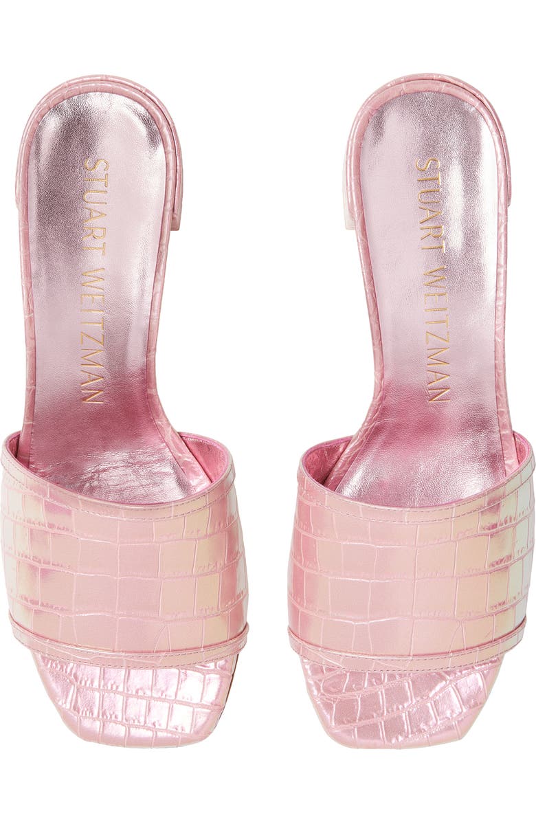 Stuart Weitzman Cayman Croc Embossed Block Heel Sandal, Alternate, color,