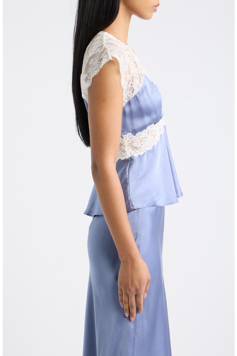 Verelle Lace Trim Satin Top, Alternate, color, WEATHERED BLUE