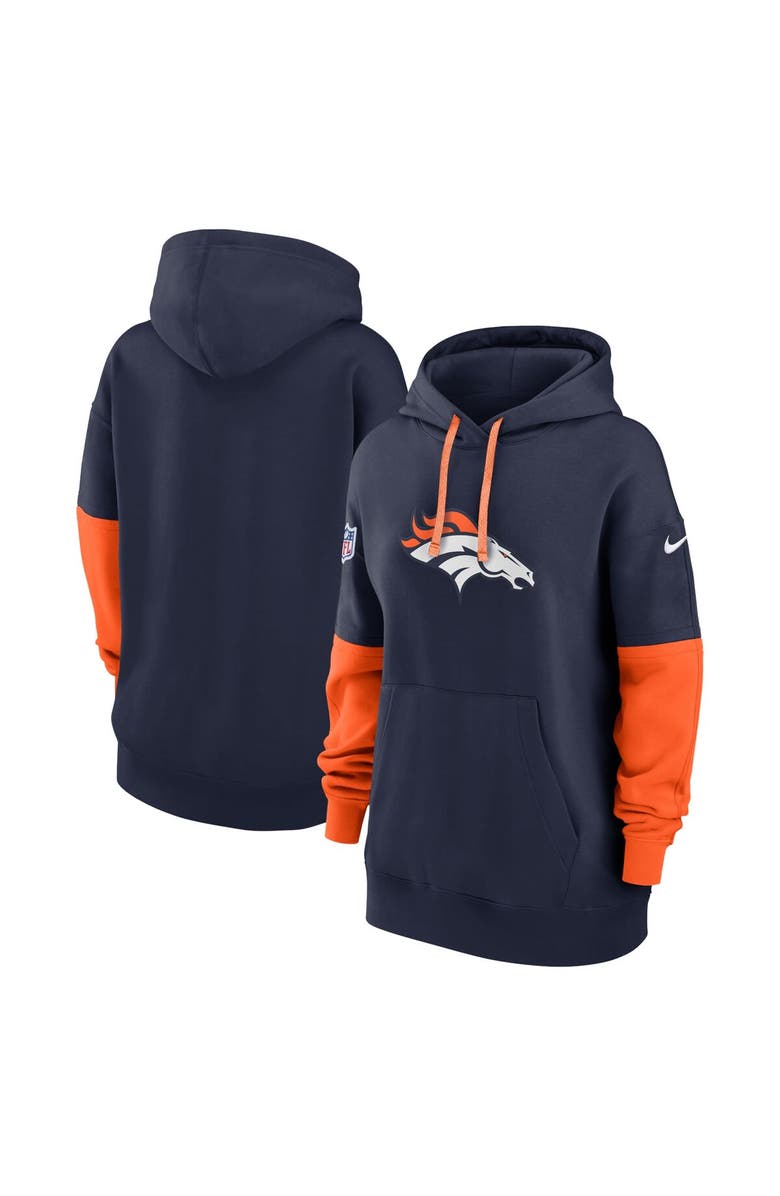 Nike Women's Nike Navy Denver Broncos 2024 Sideline Essential Fleece Pullover Hoodie, Main, color, 