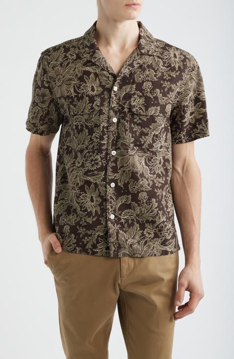 Short Sleeve Lyocell & Linen Button-Up Shirt