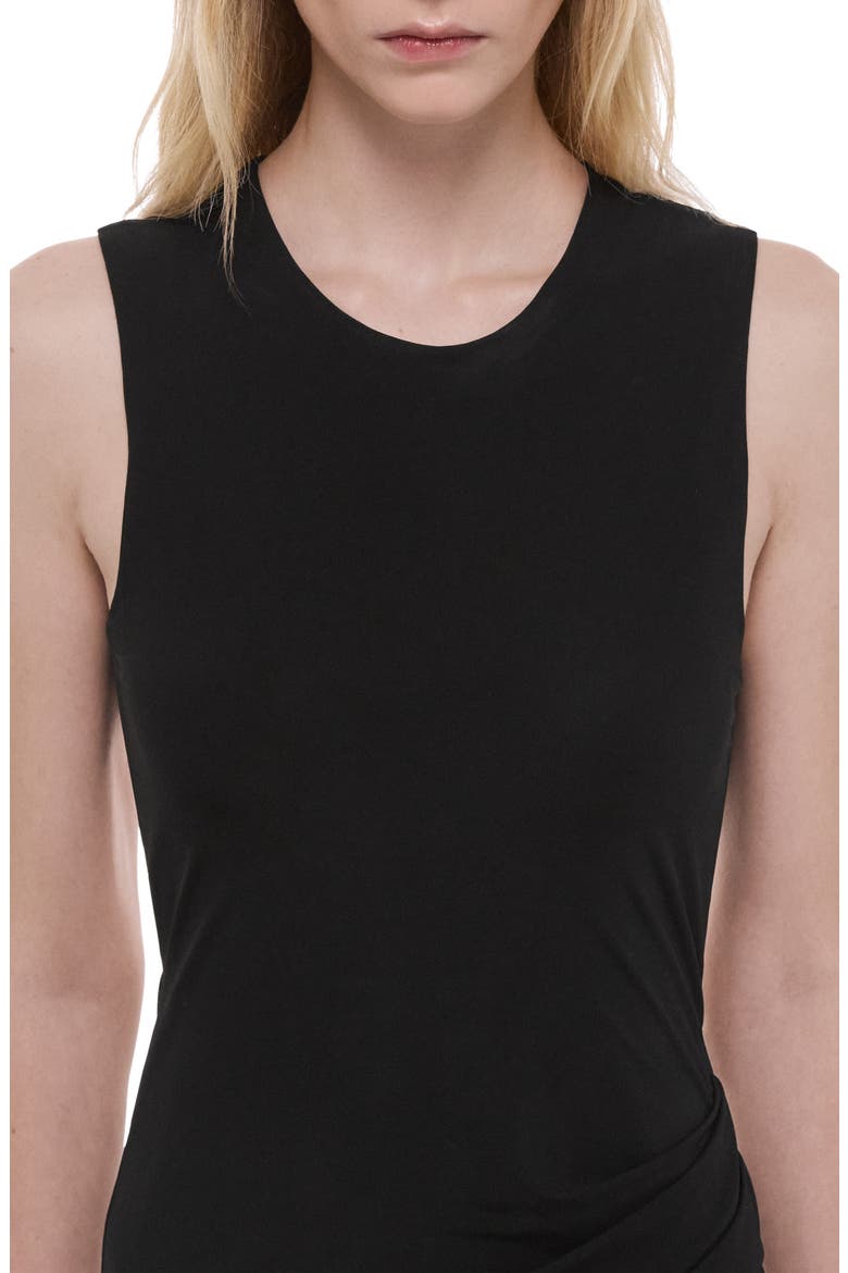 Twist Drape Asymmetric Hem Dress, Alternate, color, BLACK