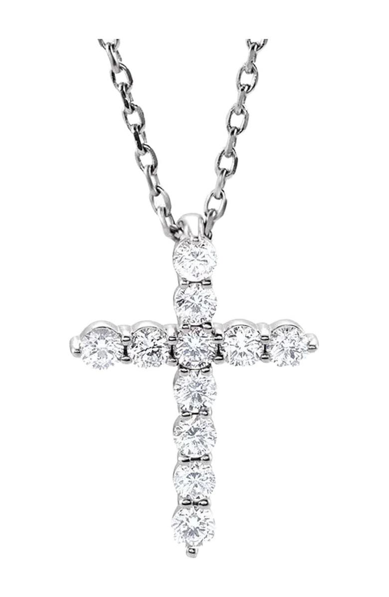 Bliss Diamond 1/4 Ct Diamond Cross 14k Gold Pendant Necklace Lab Grown, Main, color, 