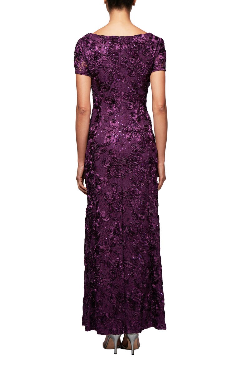 Embellished Lace A-Line Evening Gown, Alternate, color, EGGPLANT