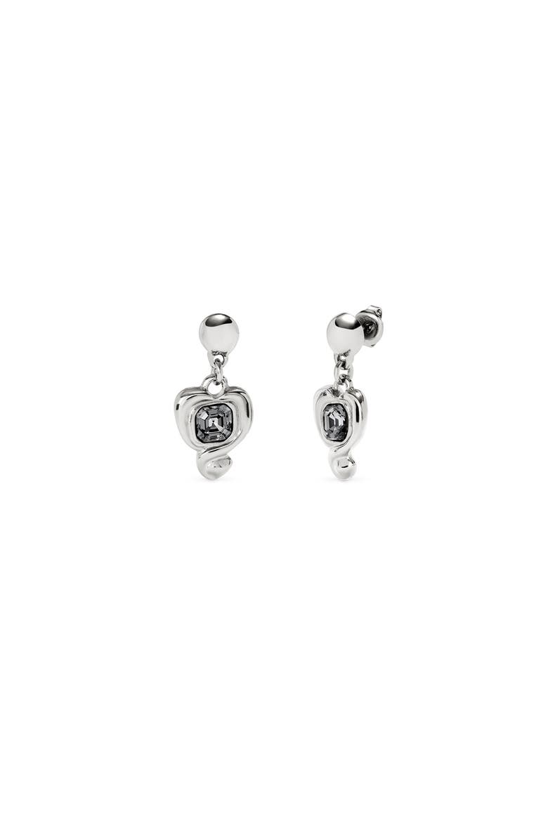 Heart & Crystal Drop Earrings, Main, color, Silver