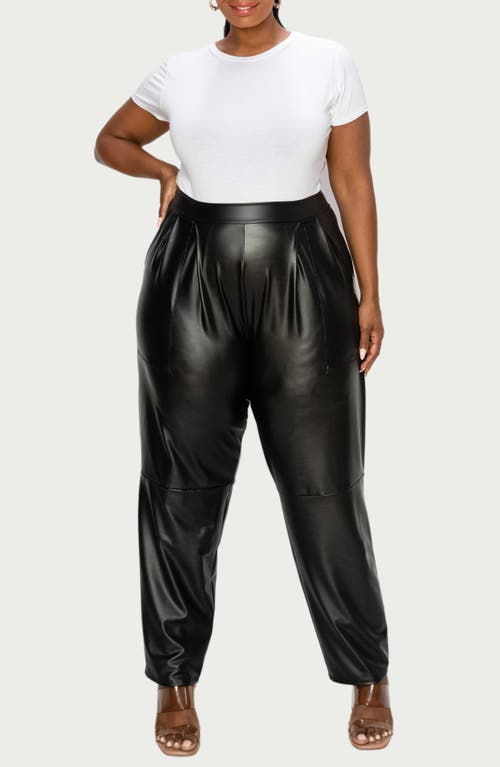 L I V D Faux Leather Straight Leg Pants In Black