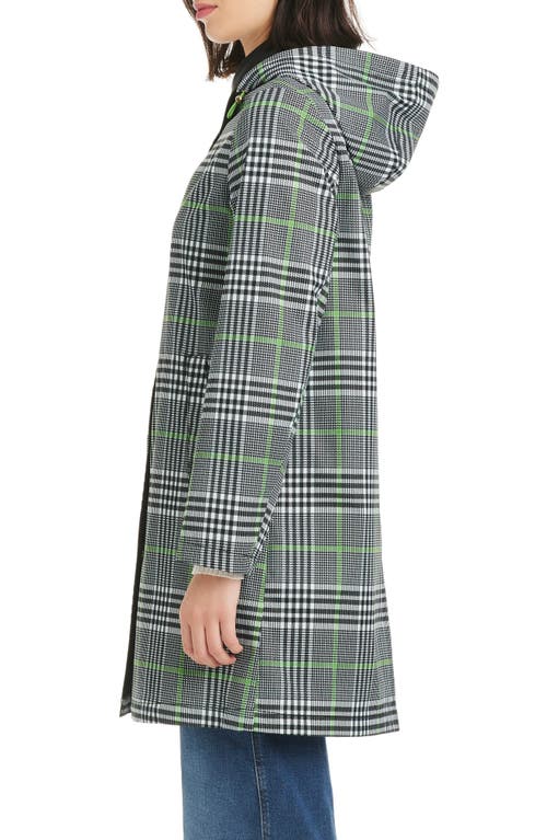 Kate Spade New York Plaid Short Rain Coat In Gray