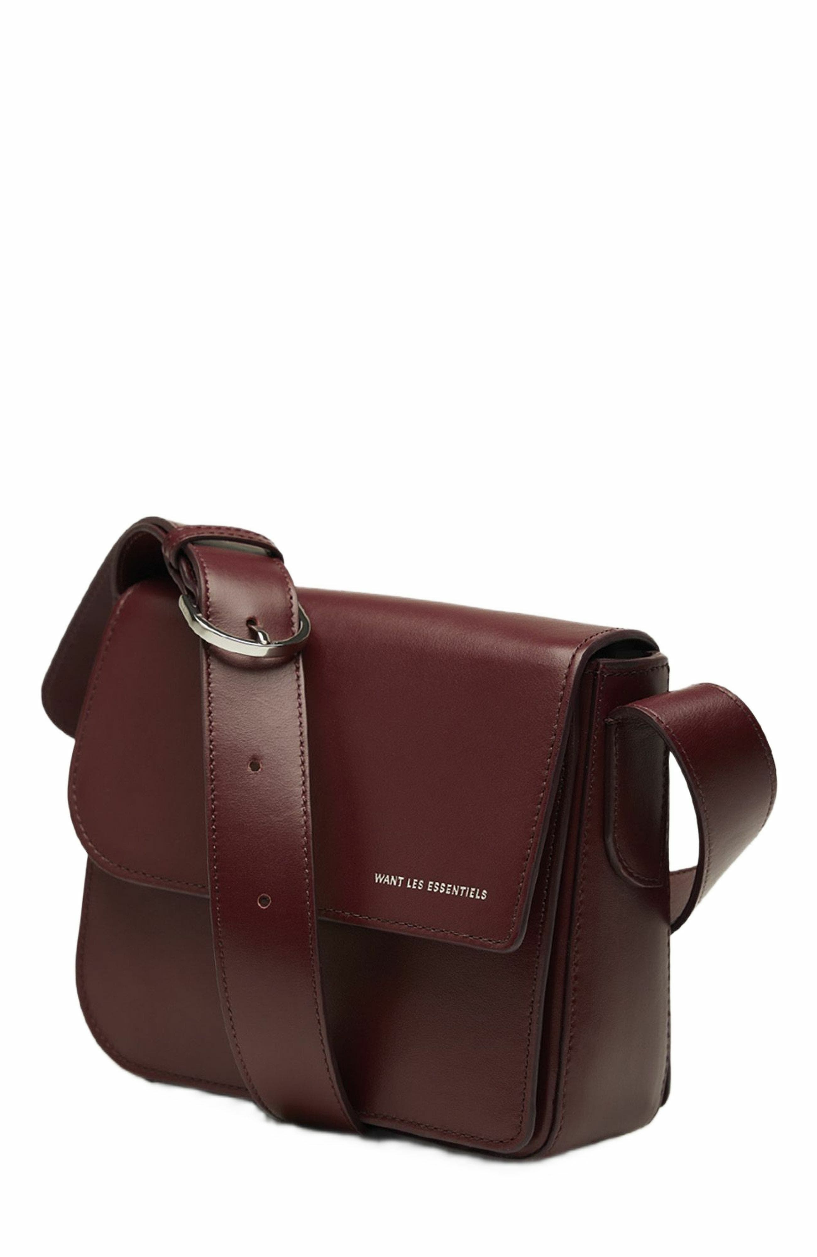 Arch Smooth Leather Crossbody Bag, Alternate, color, Dark Cherry