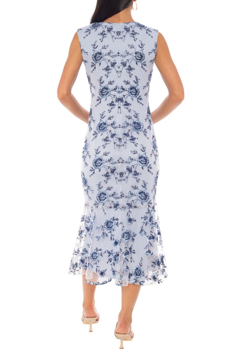 Floral Embroidered Sleeveless Mesh Midi Dress, Alternate, color, PERIWINKLE/ NAVY