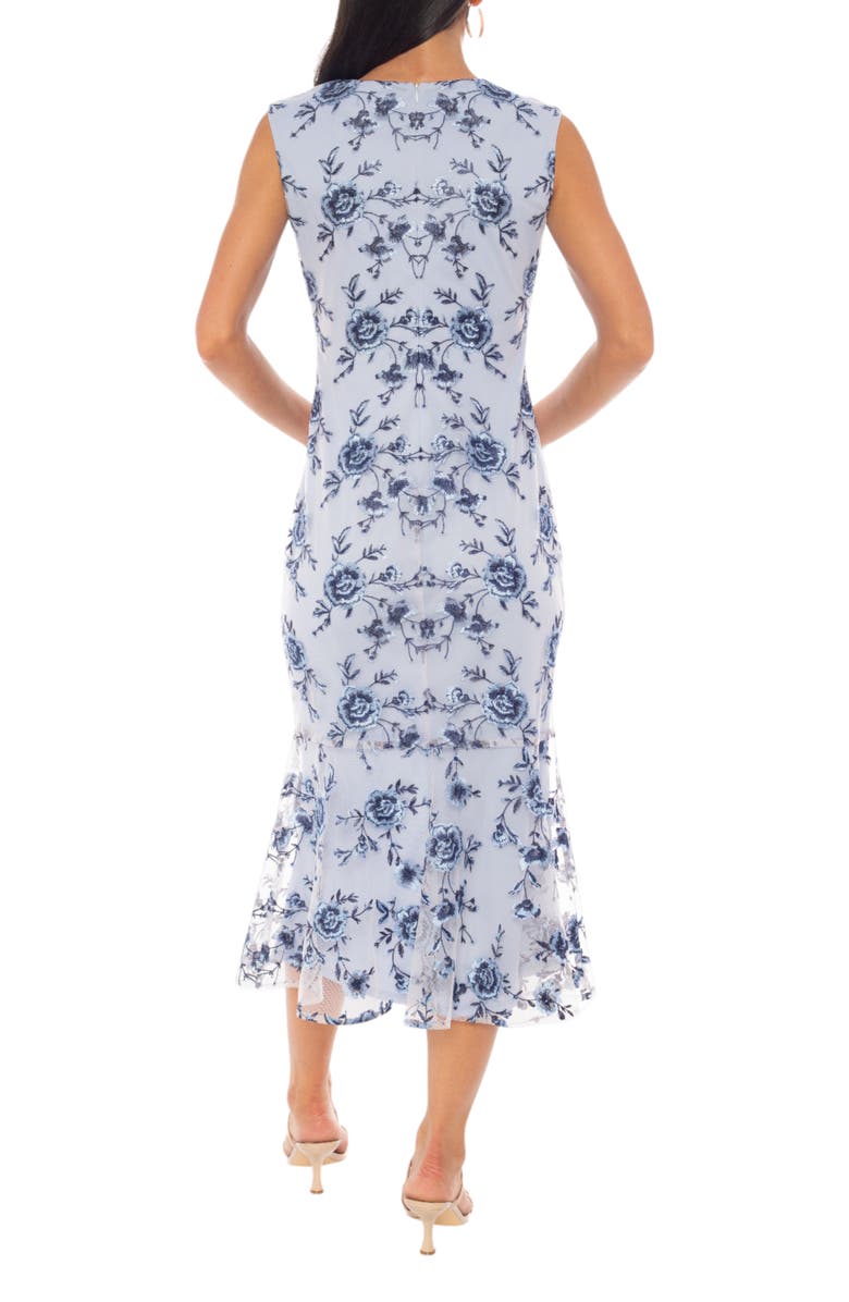 Marina Floral Embroidered Sleeveless Mesh Midi Dress, Alternate, color, 