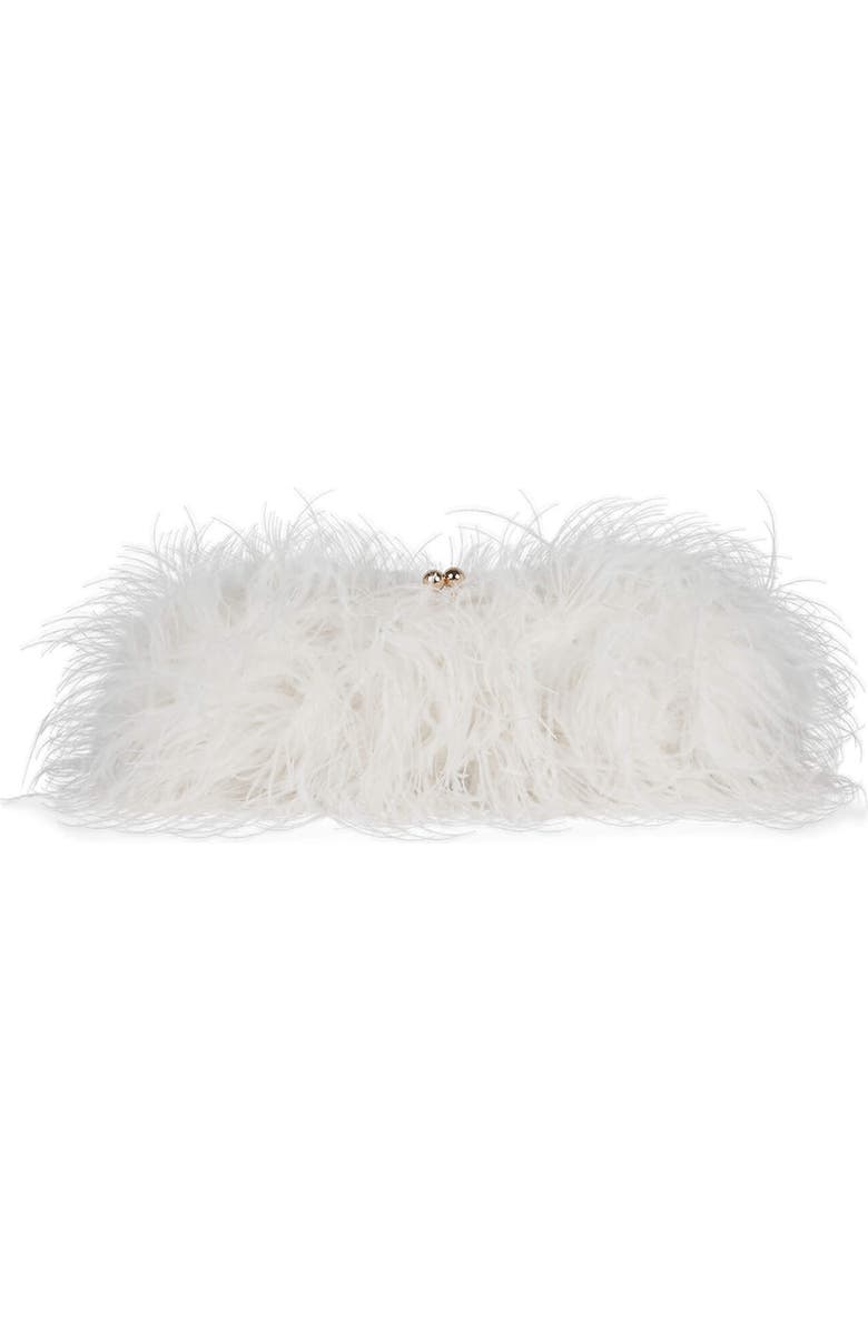 Jeffrey Campbell Animal Feather Clutch, Main, color, White Combo