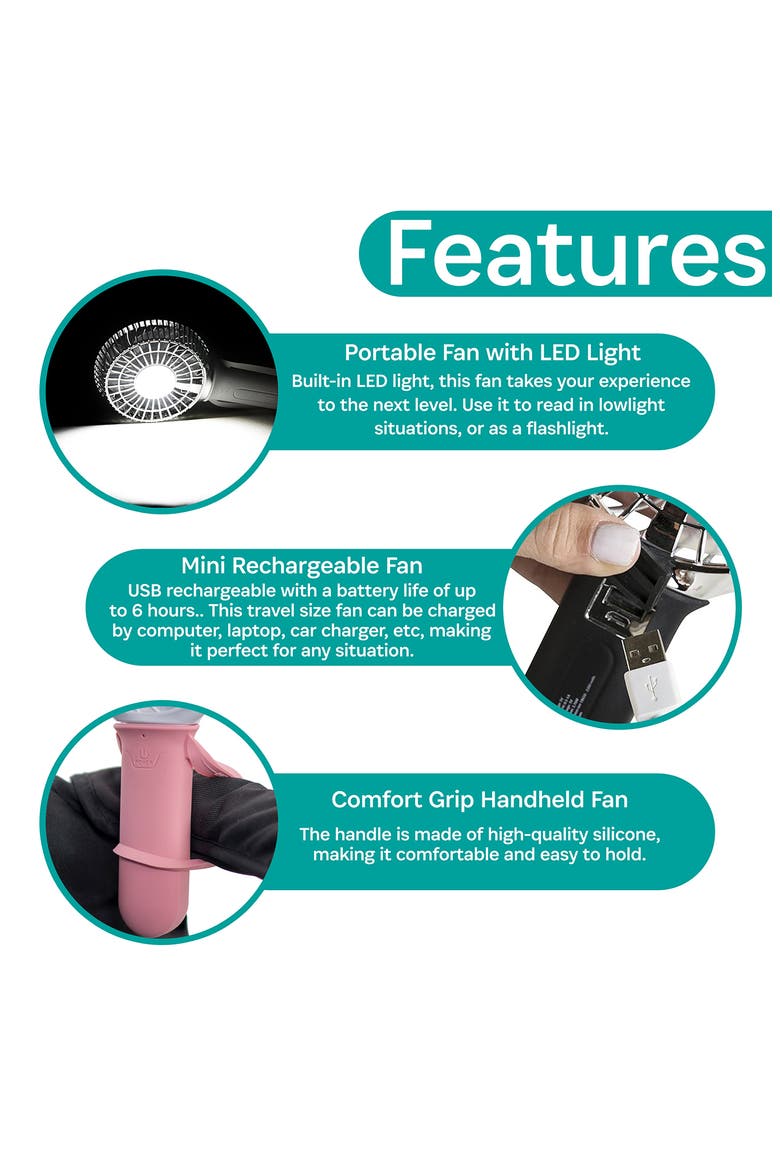3-Speed Recharge Turbo Stroller Fan, Alternate, color, PINK/ WHITE