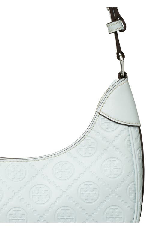 Tory Burch T-monogram Embossed Crescent Shoulder Bag In Ice Blue