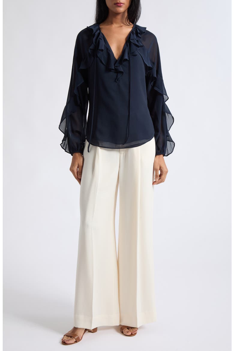 High Waist Georgette Wide Leg Pants, Alternate, color, WINTER CREAM IVORY