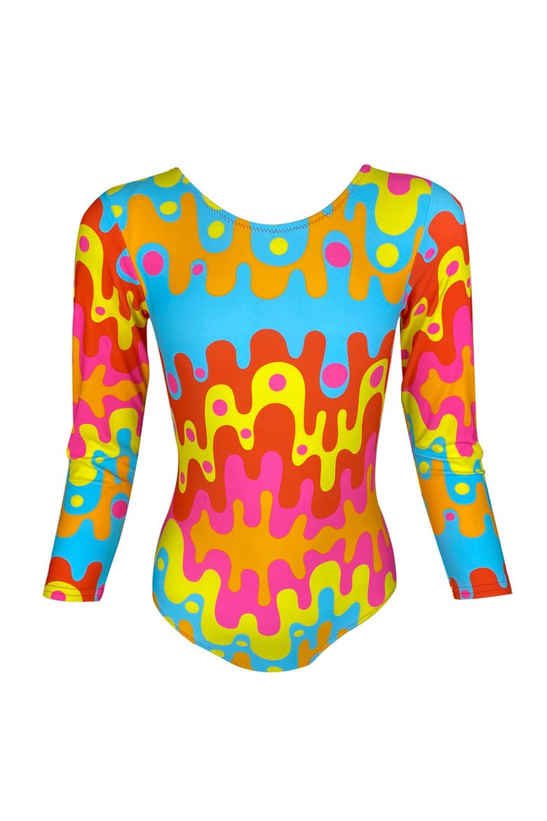 Abstract Lava Flow Long-Sleeve Rushguard, Main, color, Multicolor