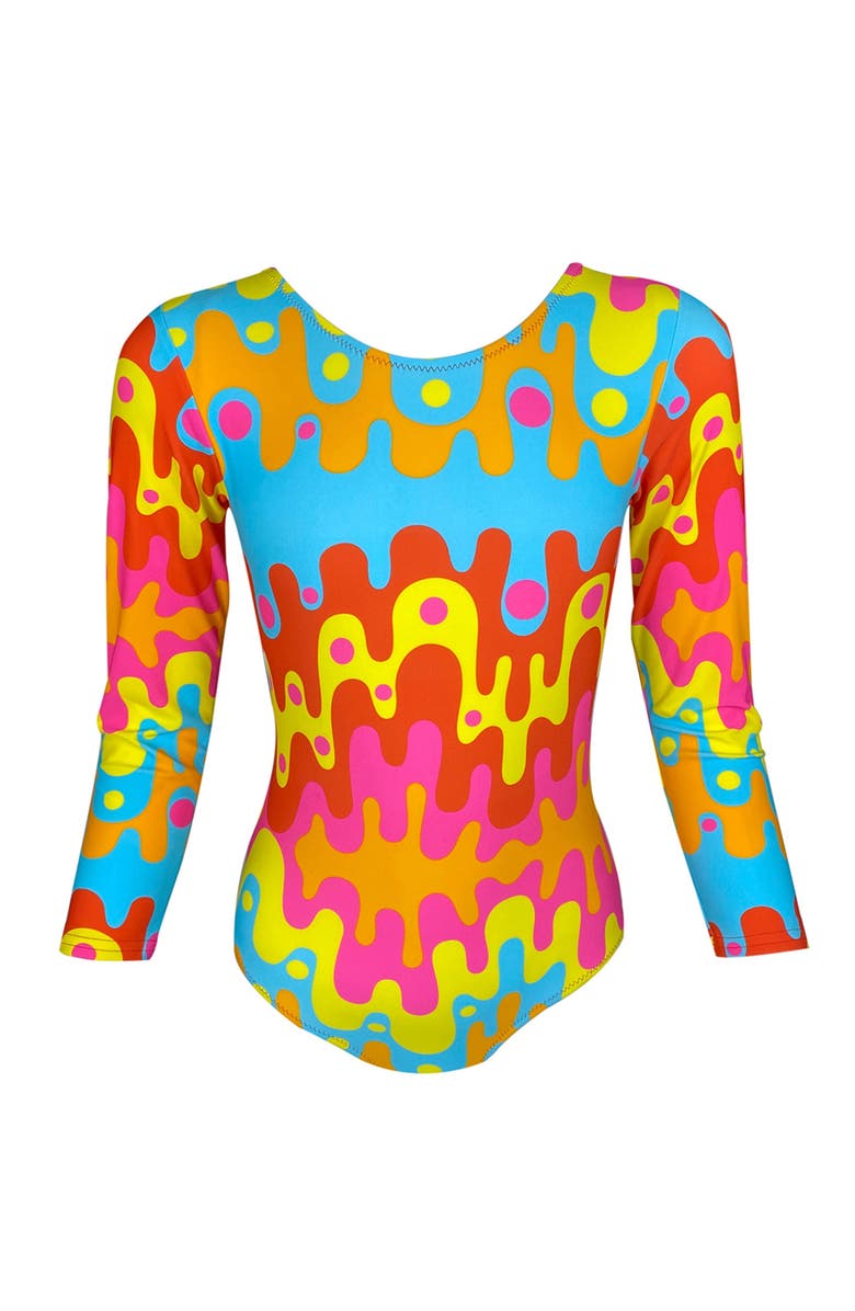 NESSI BYRD Abstract Lava Flow Long-Sleeve Rushguard, Main, color, Multicolor