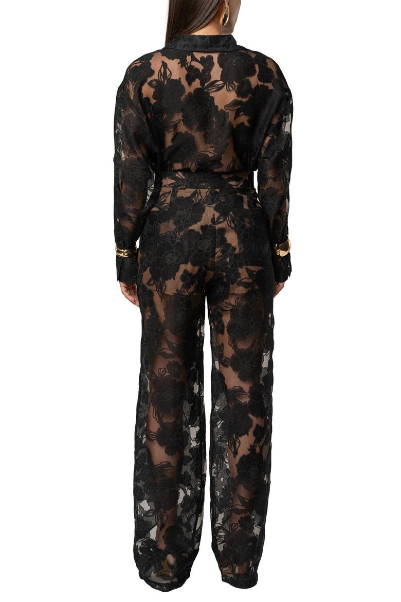Organza Floral Blouse, Alternate, color, Black