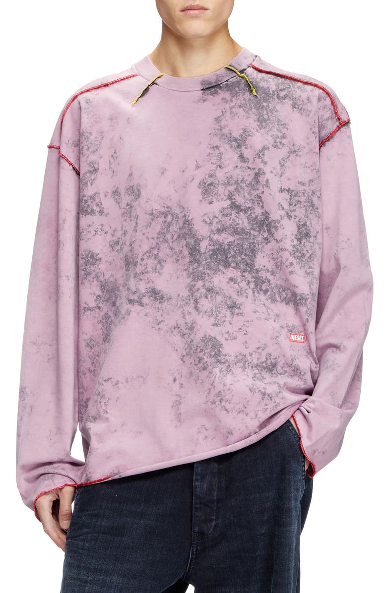DIESEL<sup>®</sup> T-Crahor Contrast Stitch Long Sleeve Acid Wash Cotton Top, Main, color, 