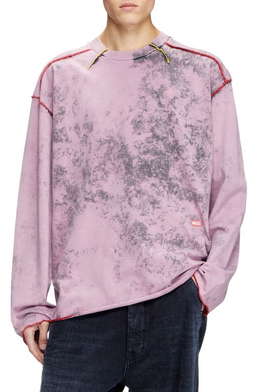 Diesel Treated Long-sleeve T-shirt In Pink