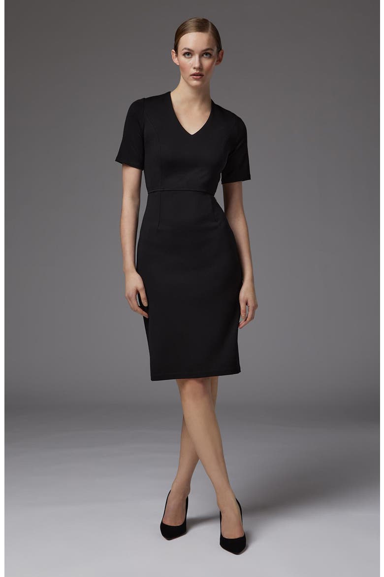 Natasha V-Neck Sheath Dress, Alternate, color, BLACK