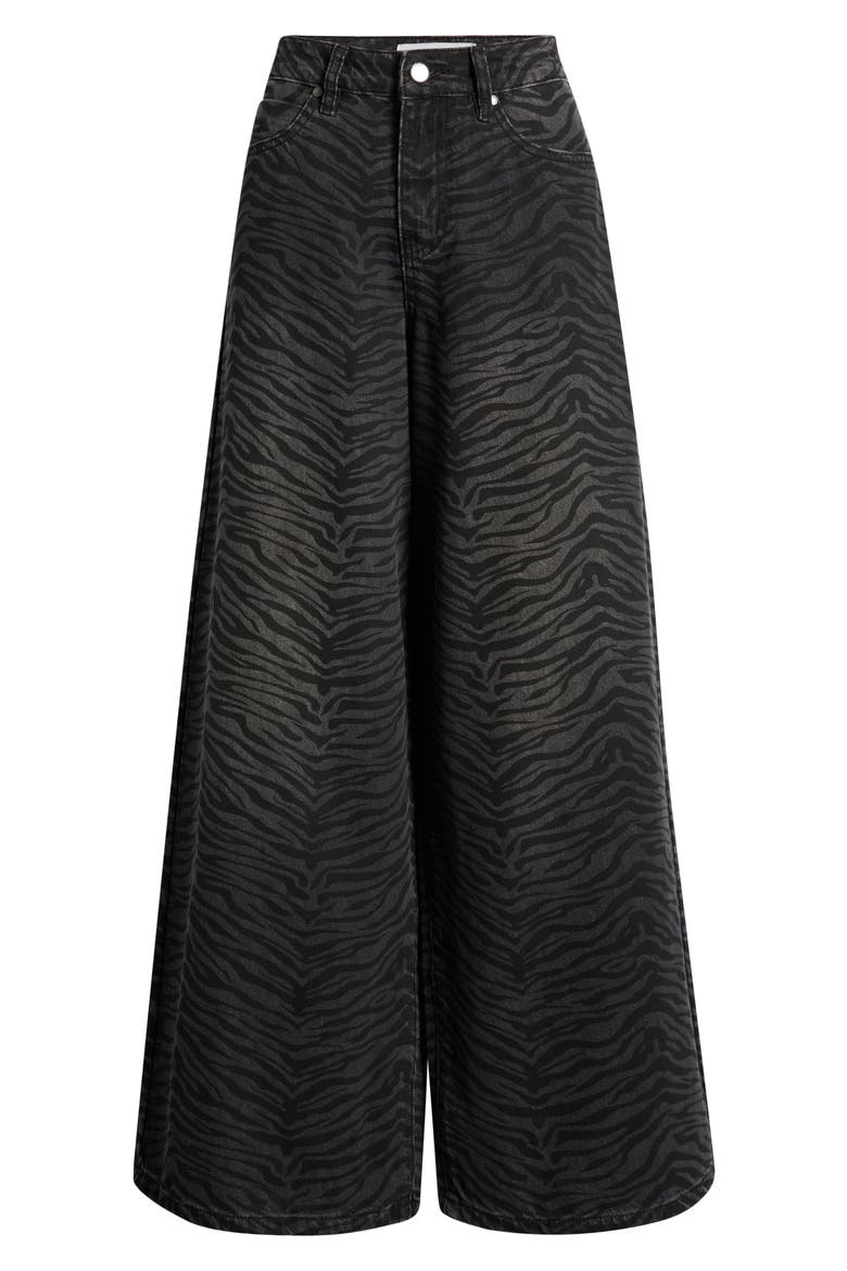 Viola Zebra Print High Waist Baggy Jeans, Alternate, color, ZEBRA BLACK WASH