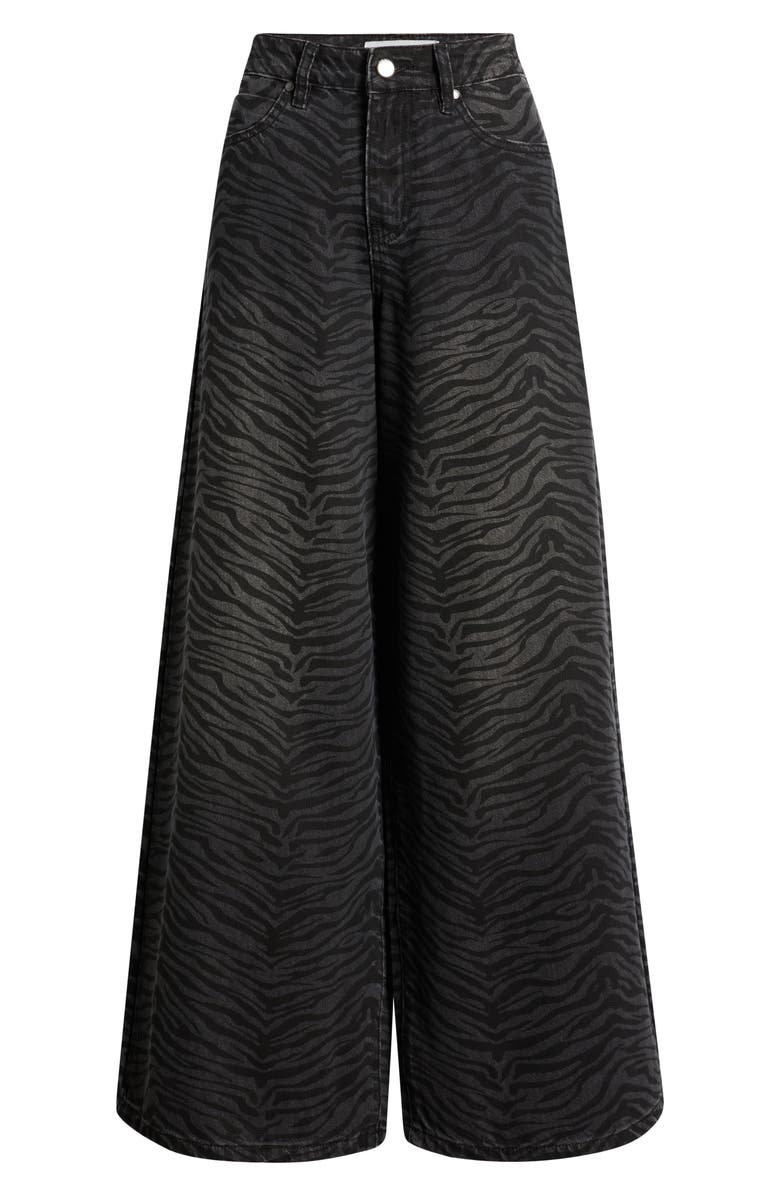 PTCL Viola Zebra Print High Waist Baggy Jeans, Alternate, color, Zebra Black Wash