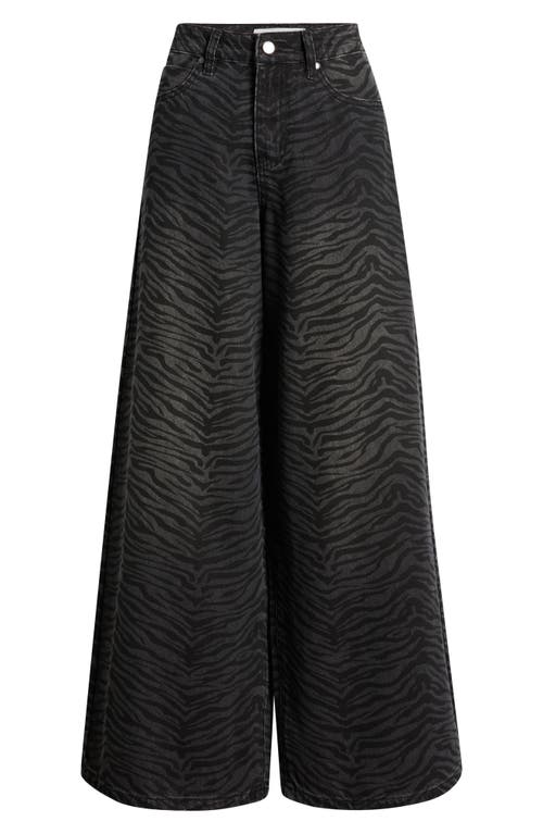 Ptcl Viola Zebra Print High Waist Baggy Jeans In Black
