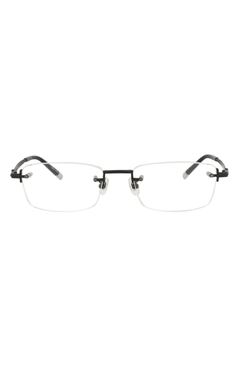 Montblanc 54mm Rimless Rectangular Optical Glasses, Main, color, 
