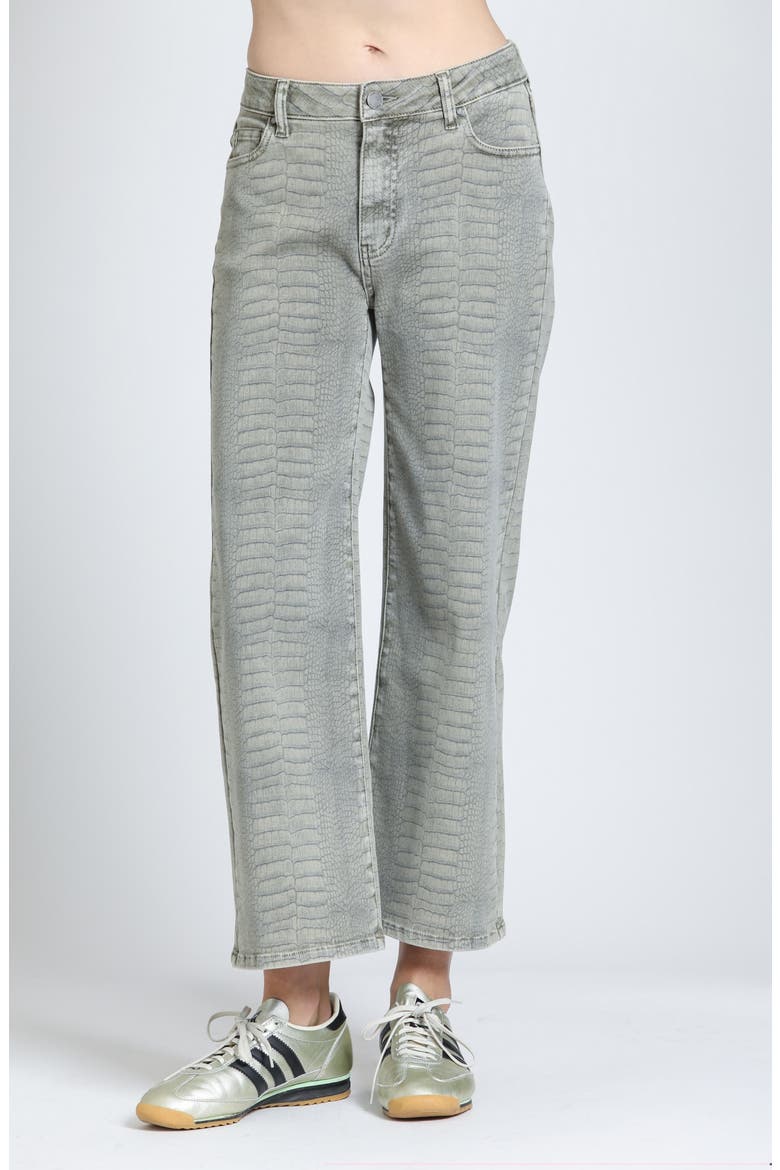 Croc Embossed High Waist Crop Straight Leg Jeans, Main, color, WASHED MOSS